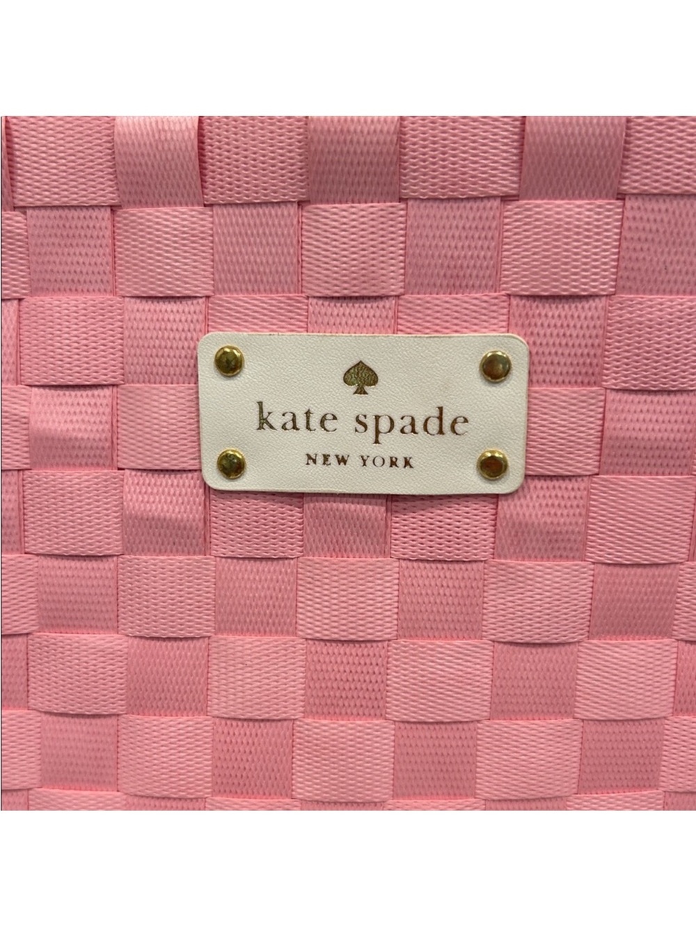 kate spade Pink Woven Tote with White Handles - Picture 5 of 6